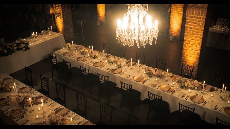 Table Set up for a wedding The Barrell Hall